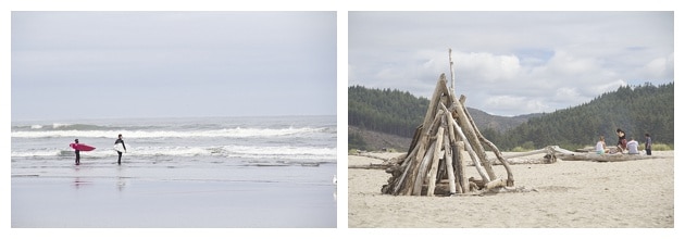 Seaside surfers/Rockaway Beach driftwood