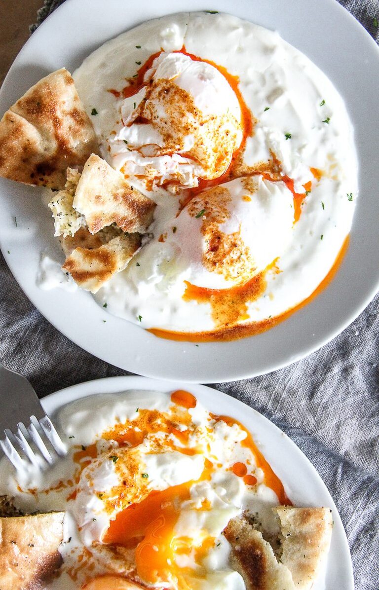 Cilbir - Turkish Poached Eggs in Yogurt • roamingtaste.com