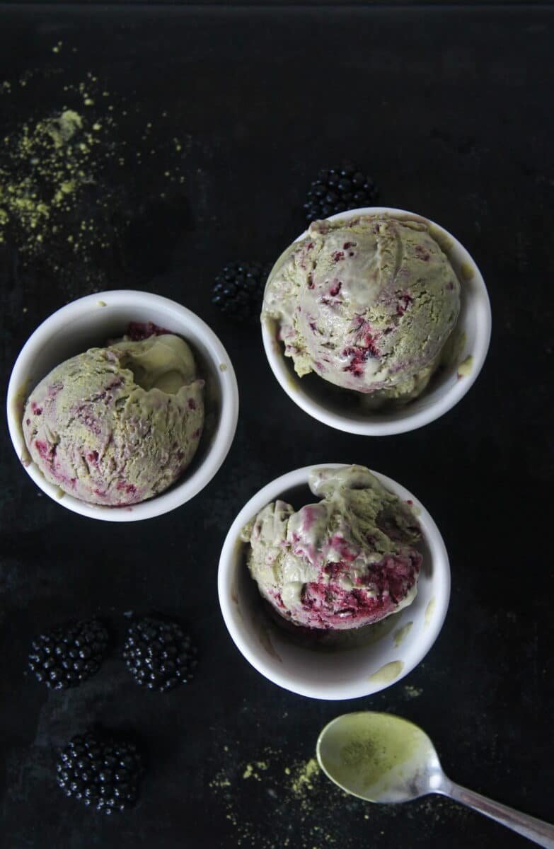 blackberry matcha frozen dessert
