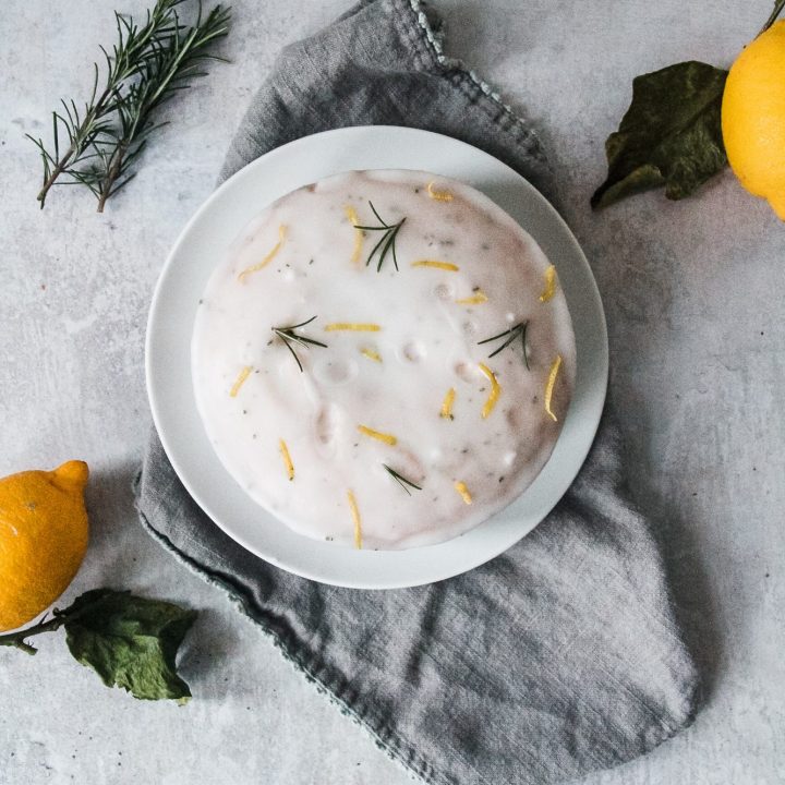 Lemon Cake with Rosemary Glaze