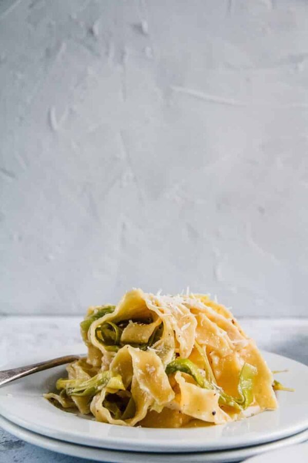 Leek and Goats Cheese Pasta