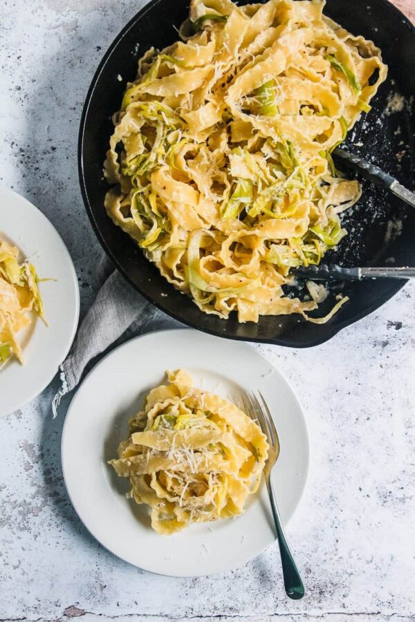 Leek and Goats Cheese Pasta - roamingtaste.com
