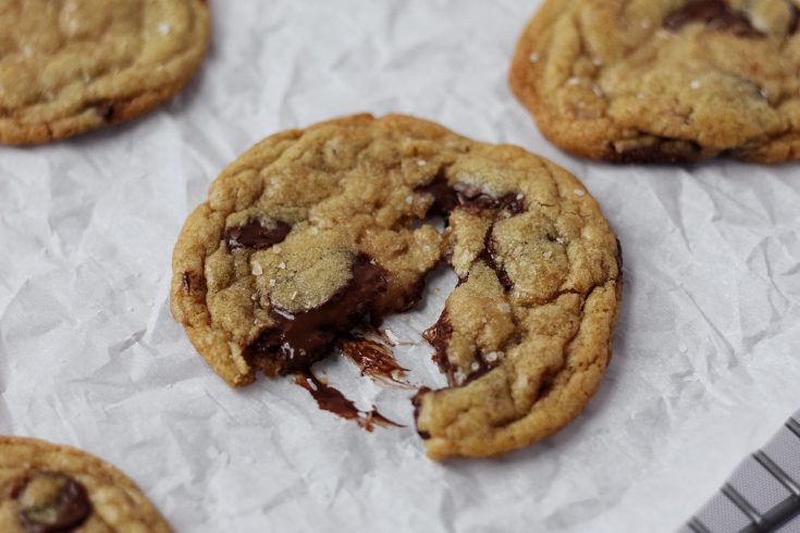 Dark Chocolate Chip Cookies with Brown Butter and Toffee