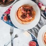 cheddar pancakes with maple roasted figs